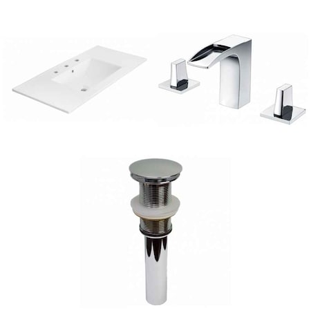 35.5-in. W 3H8-in. Ceramic Top Set In White Color - Drain Incl.